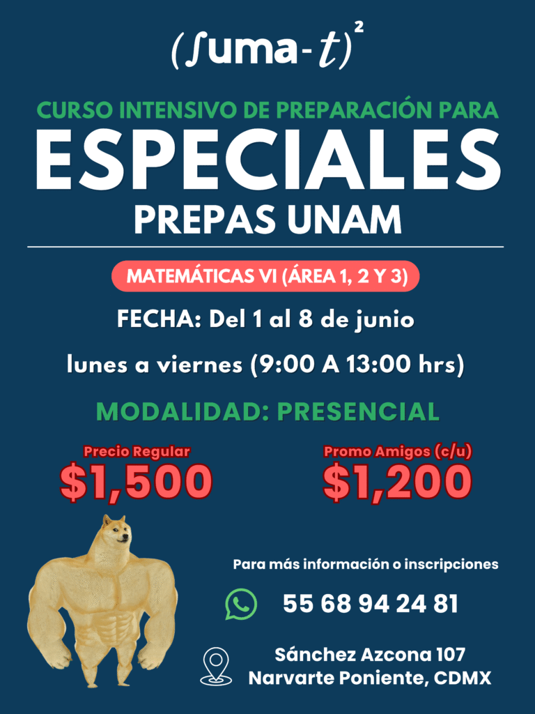 Imagen promocional del Curso para examenes extraordinarios especiales de preparatorias ENP, destacando recursos académicos y el logo de Suma-T.